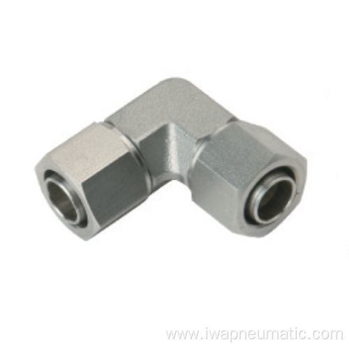 Stainless steel compression fitting elbow union